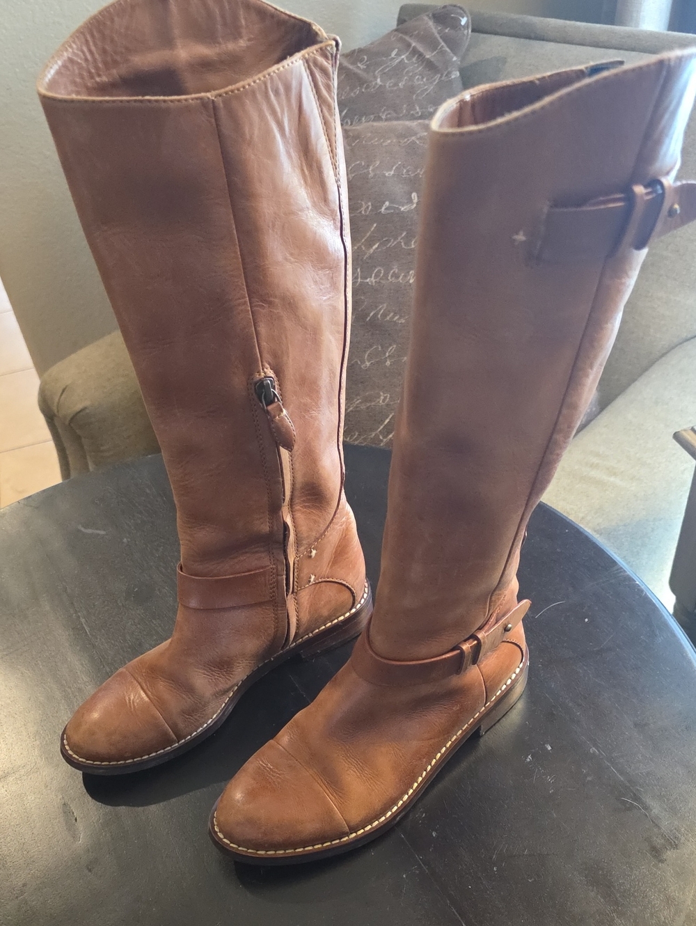 Halogen Tan Knee High Leather Riding Boots